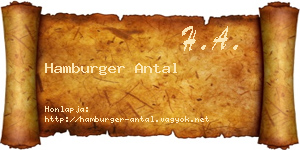 Hamburger Antal névjegykártya